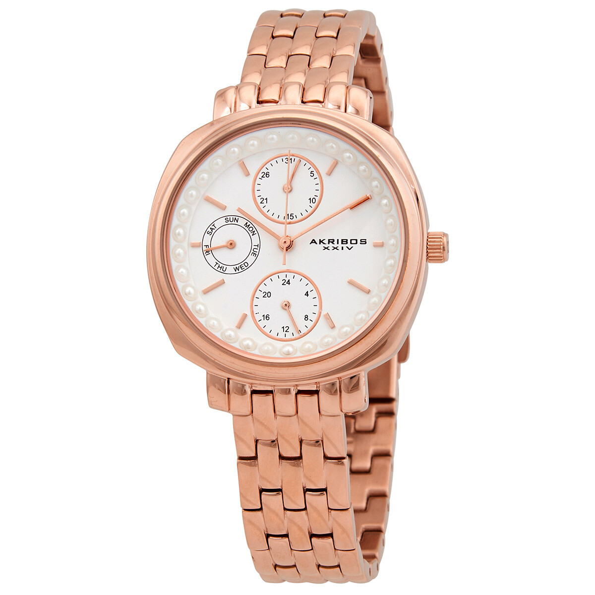 Akribos XXIV Quartz White Dial Ladies Watch AK1114RG