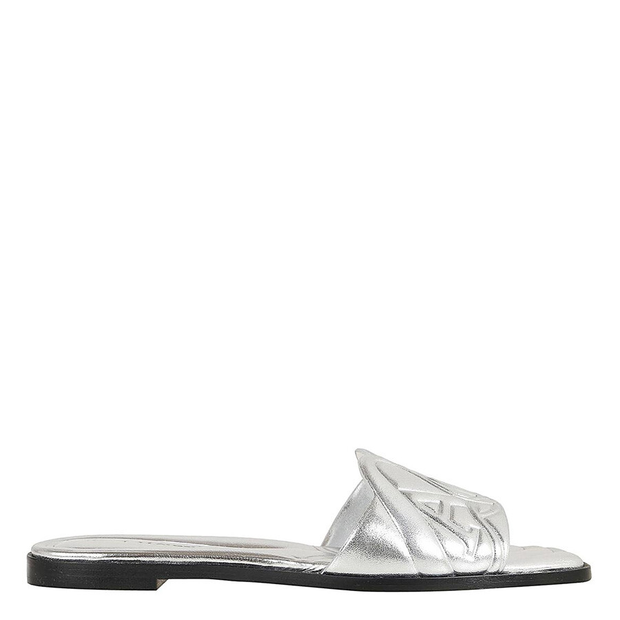 Alexander McQueen Embossed Seal Leather Slides