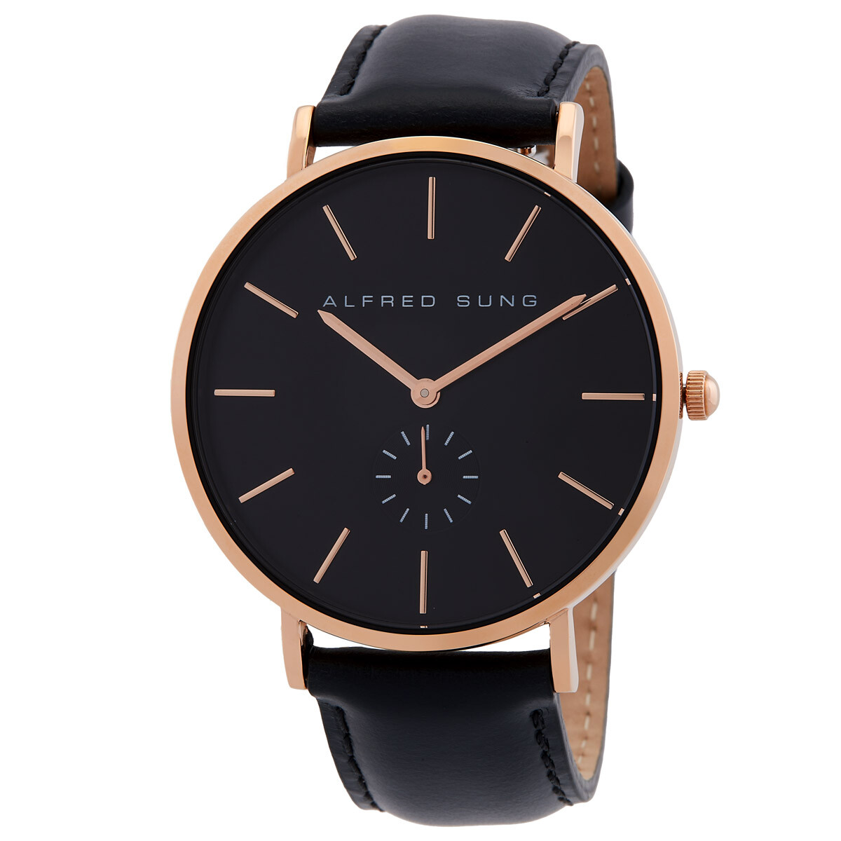 Alfred Sung Ultra Slim Quartz Black Dial Men's Watch AS7100RL-1A
