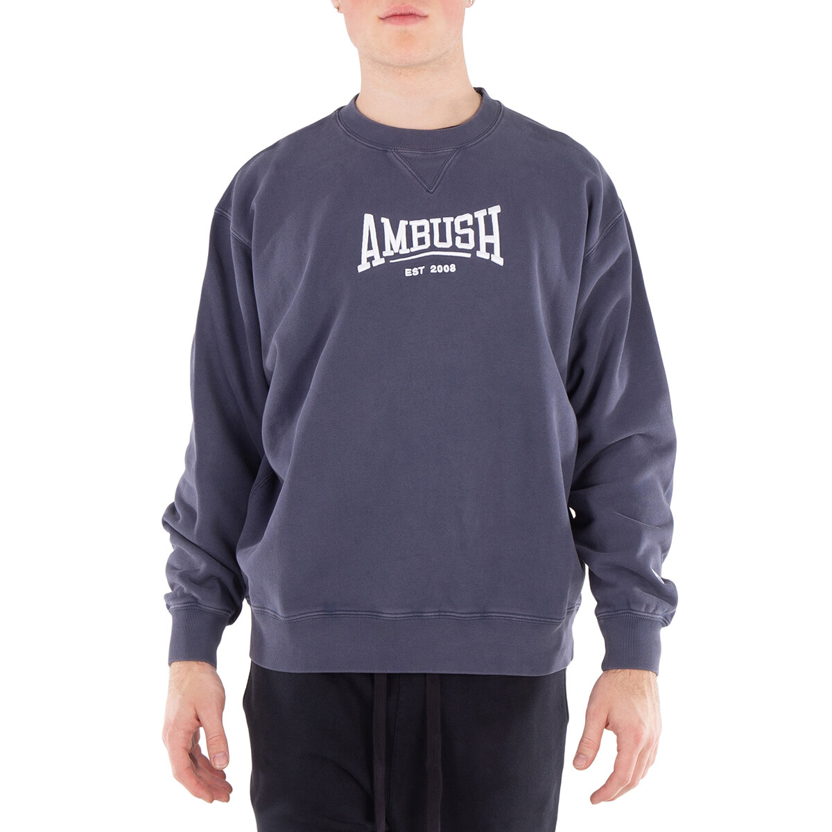 Ambush Men's Black All-Over Logo Crew Knit Sweater, Size Medium