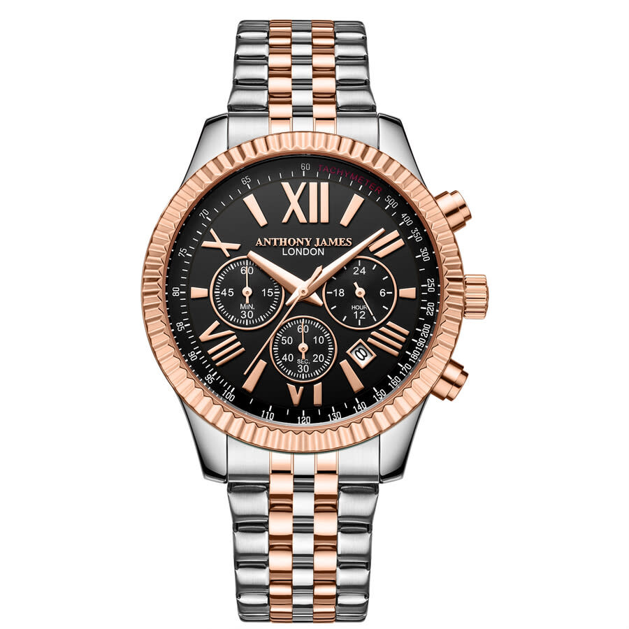 Anthony James Chrono Sports Black Dial Men's Watch AJ011N2
