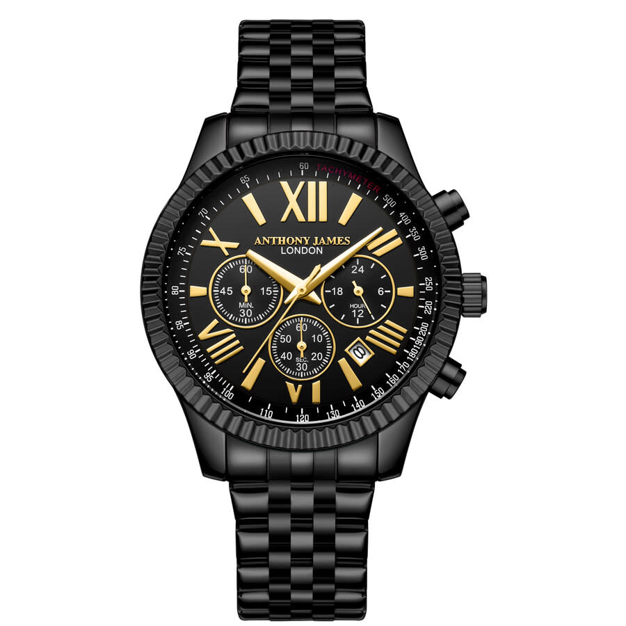 Anthony James Chrono Sports Black Dial Men's Watch AJ012N2