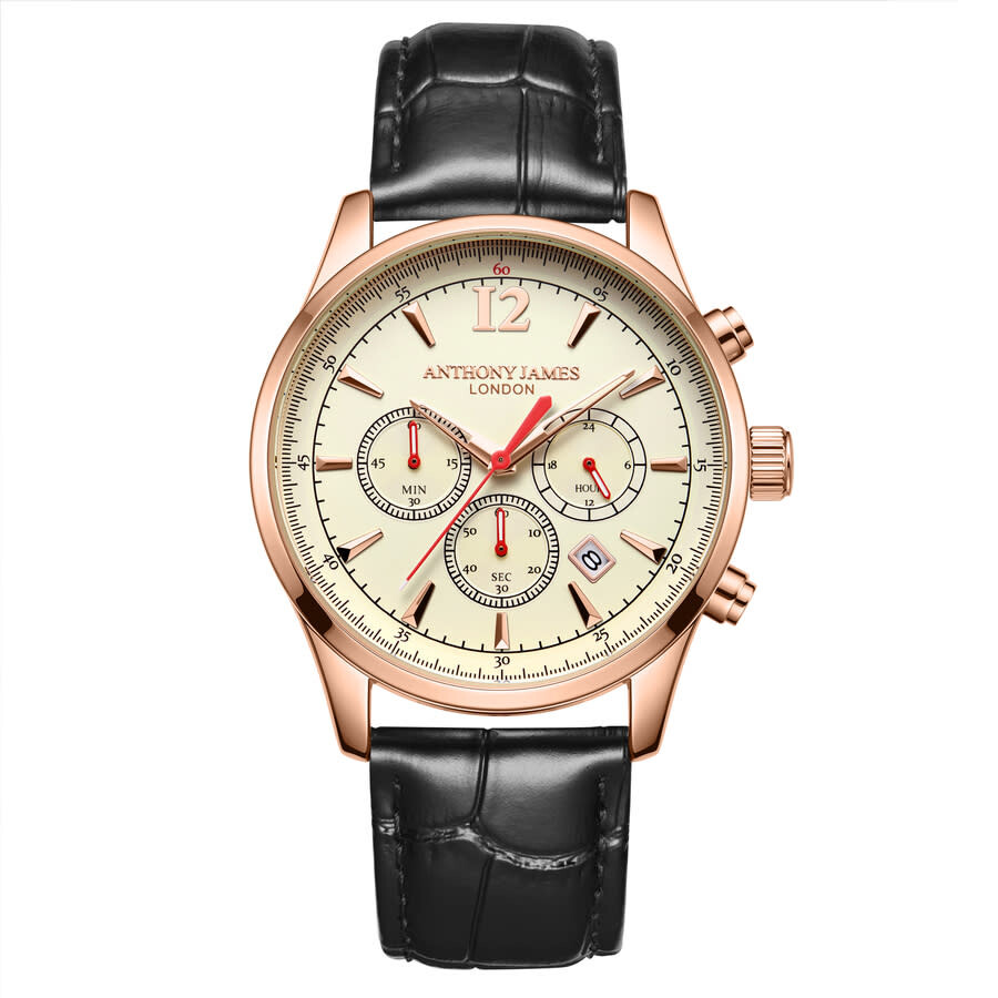 Anthony James Classic Chronograph White Dial Men's Watch AJ082