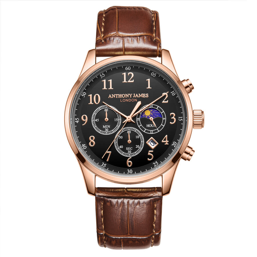 Anthony James Moonphase Chronograph Black Dial Men's Watch AJ073