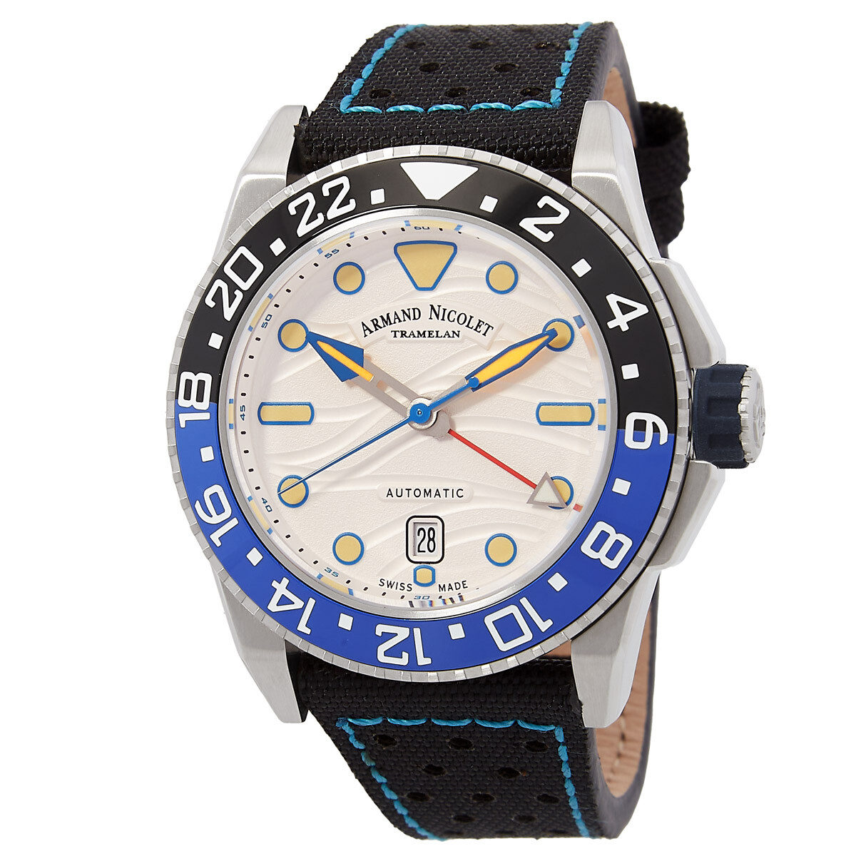 Armand Nicolet JSH Automatic Silver Dial Batman Bezel Men's Watch A486RGU-AU-P0668NZ8
