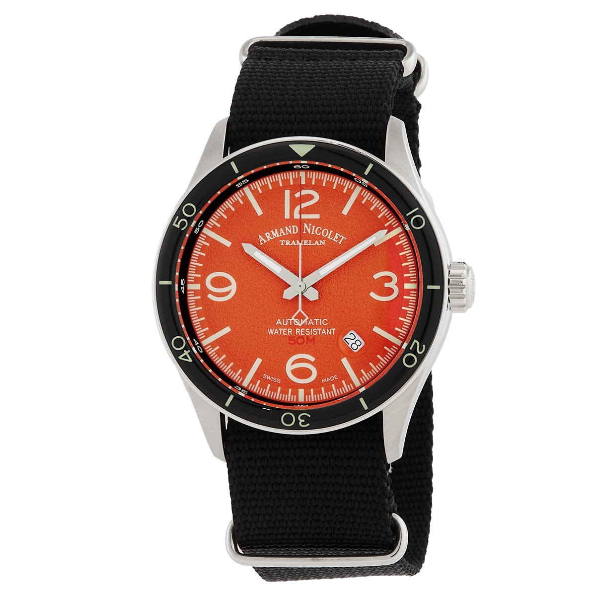 Armand Nicolet M2H Automatic Orange Dial Men's Watch A740HNA-OR-BN22481AANN