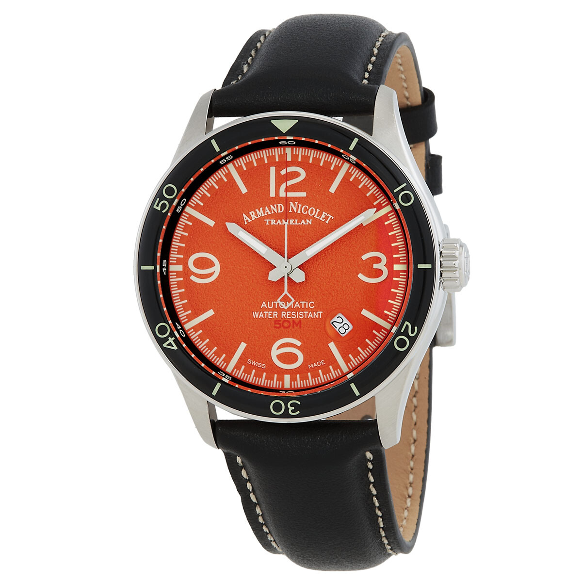 Armand Nicolet M2H Automatic Orange Dial Men's Watch A740HNA-OR-P140NR2
