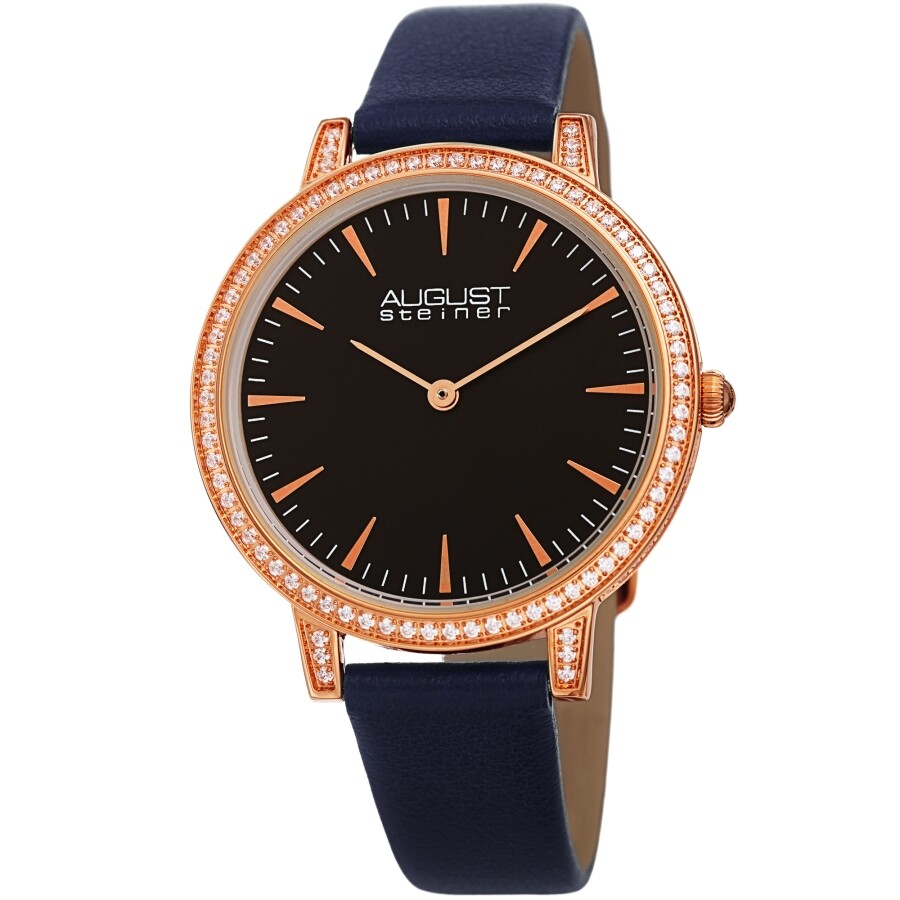 August Steiner Quartz Crystal Black Dial Ladies Watch AS8274BU