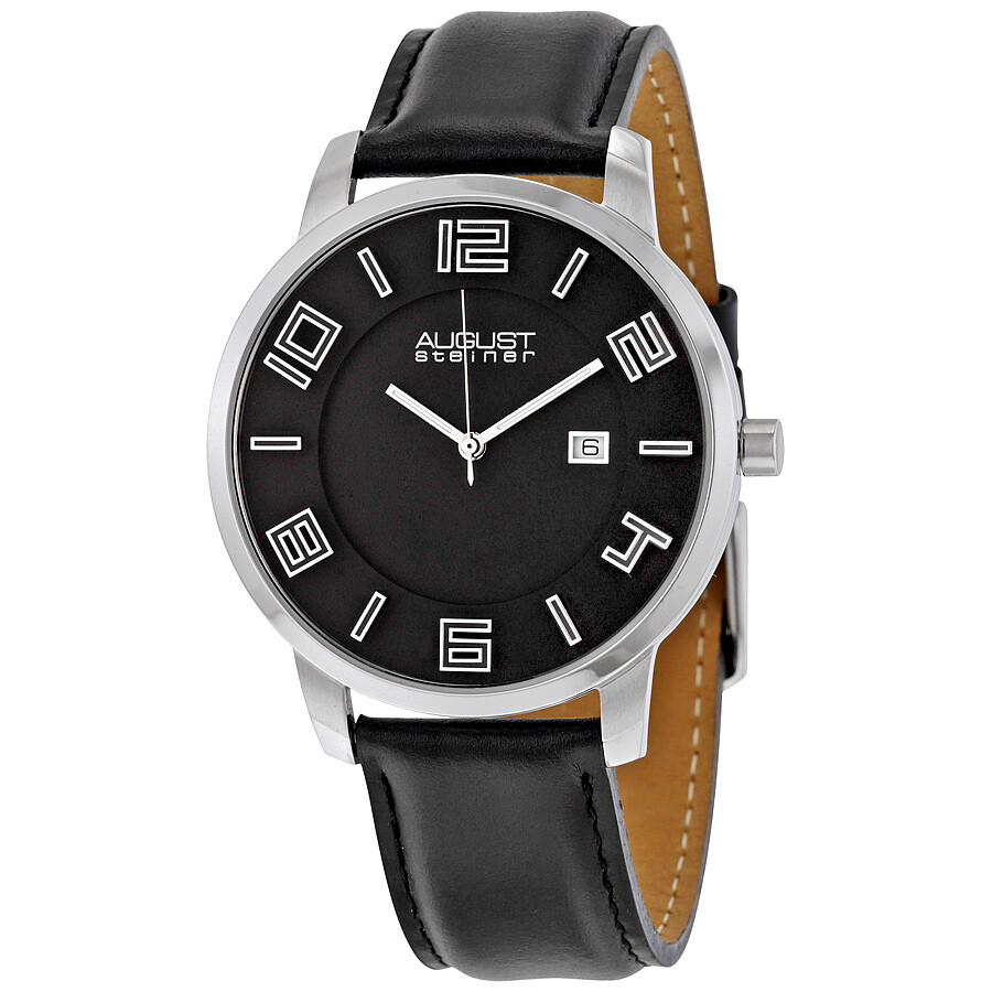 August Steiner Black Dial Black Leather Men's Watch AS8108BKS