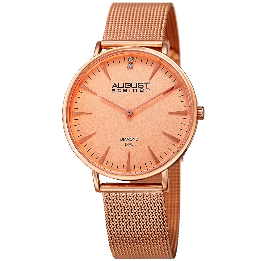 August Steiner Quartz Diamond Rose Dial Ladies Watch AS8207RG