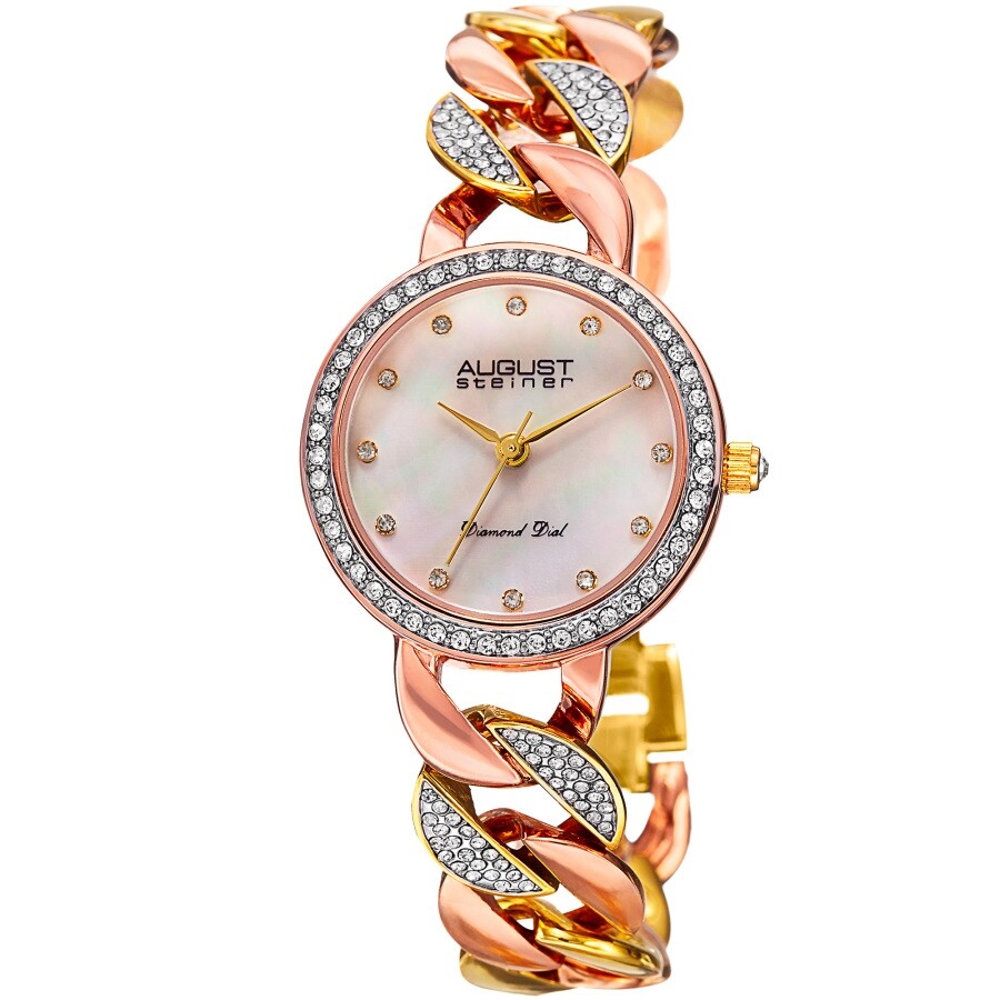 August Steiner Quartz Diamond White Dial Ladies Watch AS8190TRI
