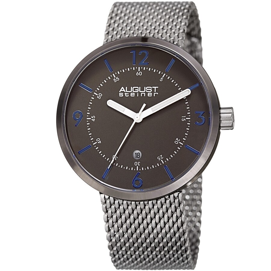 August Steiner Quartz Grey Dial Silver-tone Mesh Men's Watch AS8204SSGN