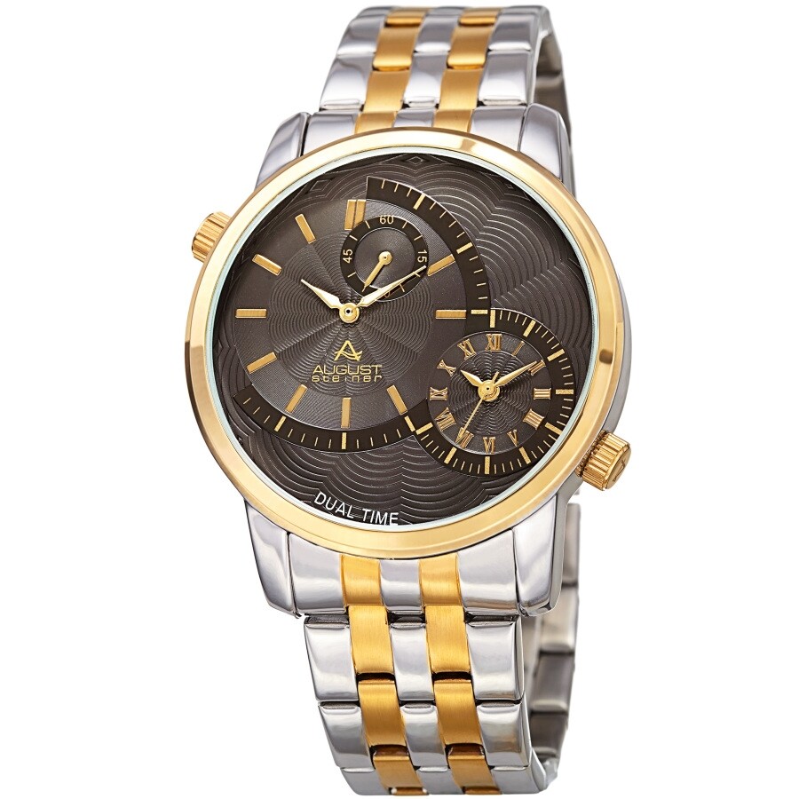 August Steiner Quartz Dual Time Grey Dial Two-tone Men's Watch AS8210TTG