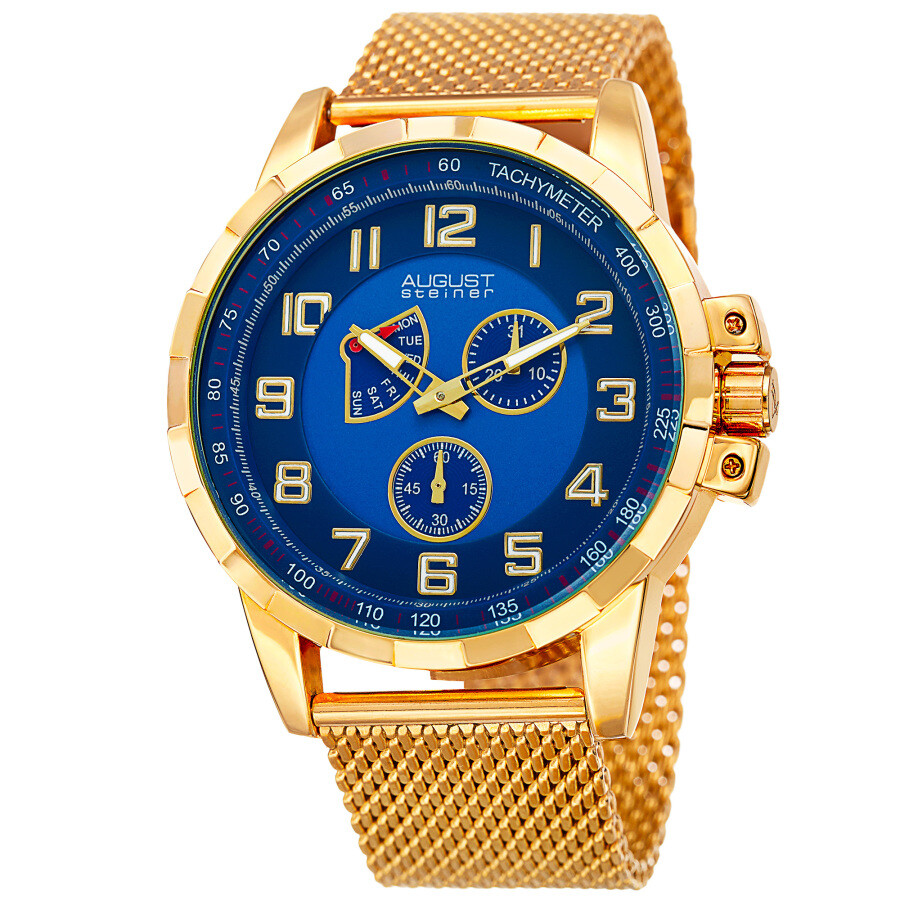August Steiner Quartz Blue Dial Men's Watch AS8202YGBU