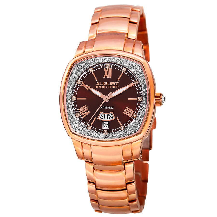 August Steiner Quartz Diamond Brown Dial Ladies Watch AS8193RGBR