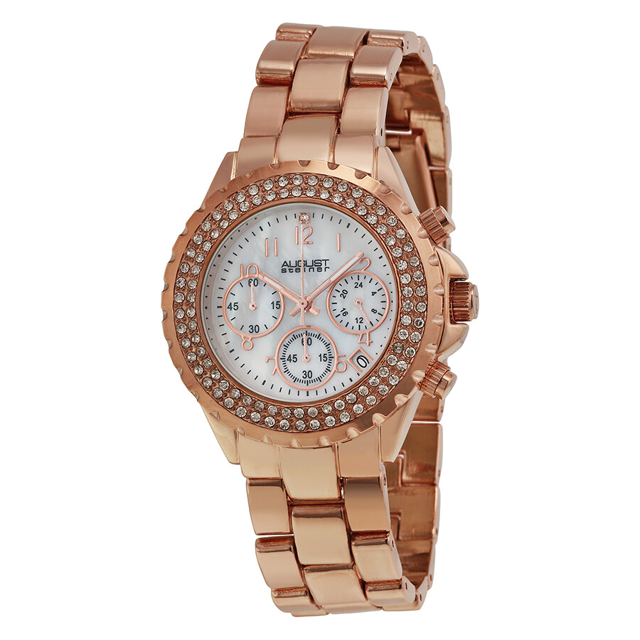 August Steiner Mother of Pearl Dial Rose Gold-tone Ladies Watch AS8031RG