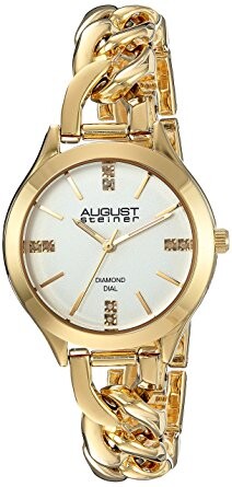 August Steiner Silver Dial Yellow Gold-tone Ladies Watch AS8222YG