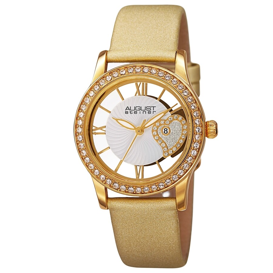August Steiner Quartz Crystal White Dial Ladies Watch AS8176YG