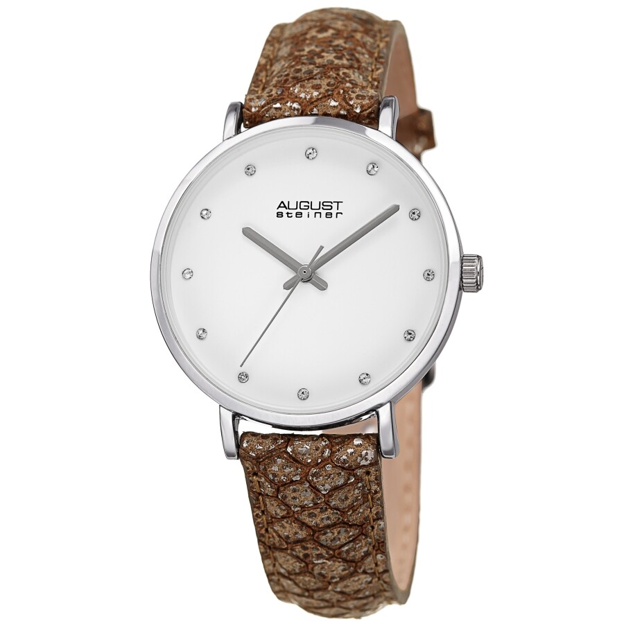 August Steiner Quartz Crystal White Dial Ladies Watch AS8258SS