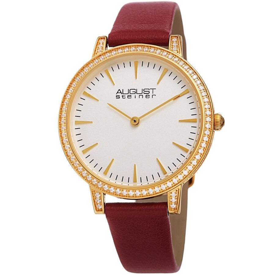 August Steiner Quartz Crystal White Dial Ladies Watch AS8274RD