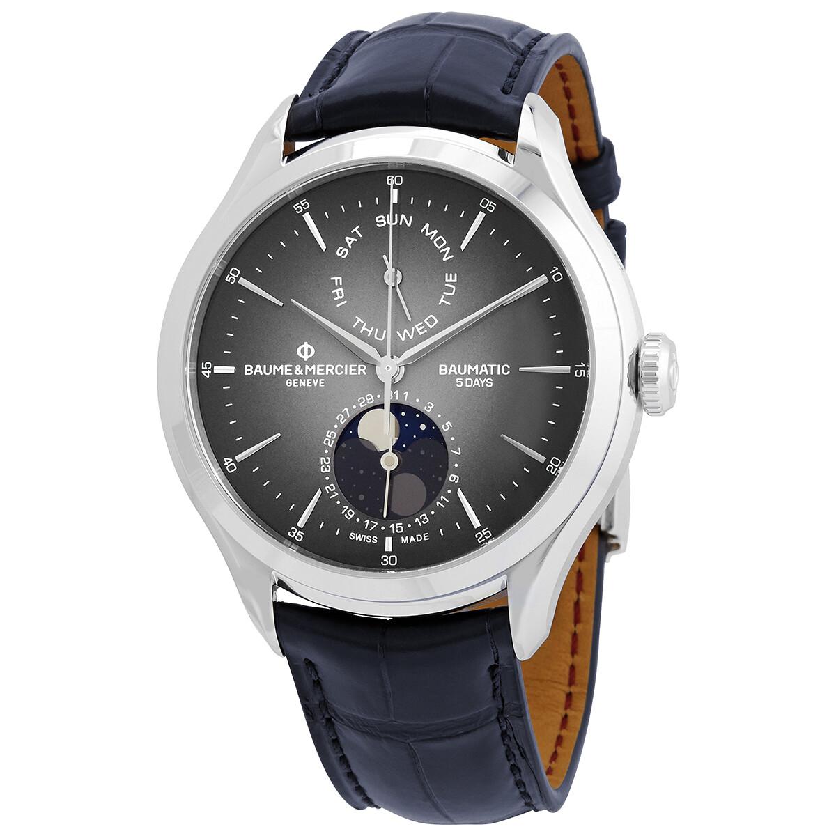 Baume et Mercier Clifton Automatic Moon Phase Date Grey Dial Men's Watch 10548