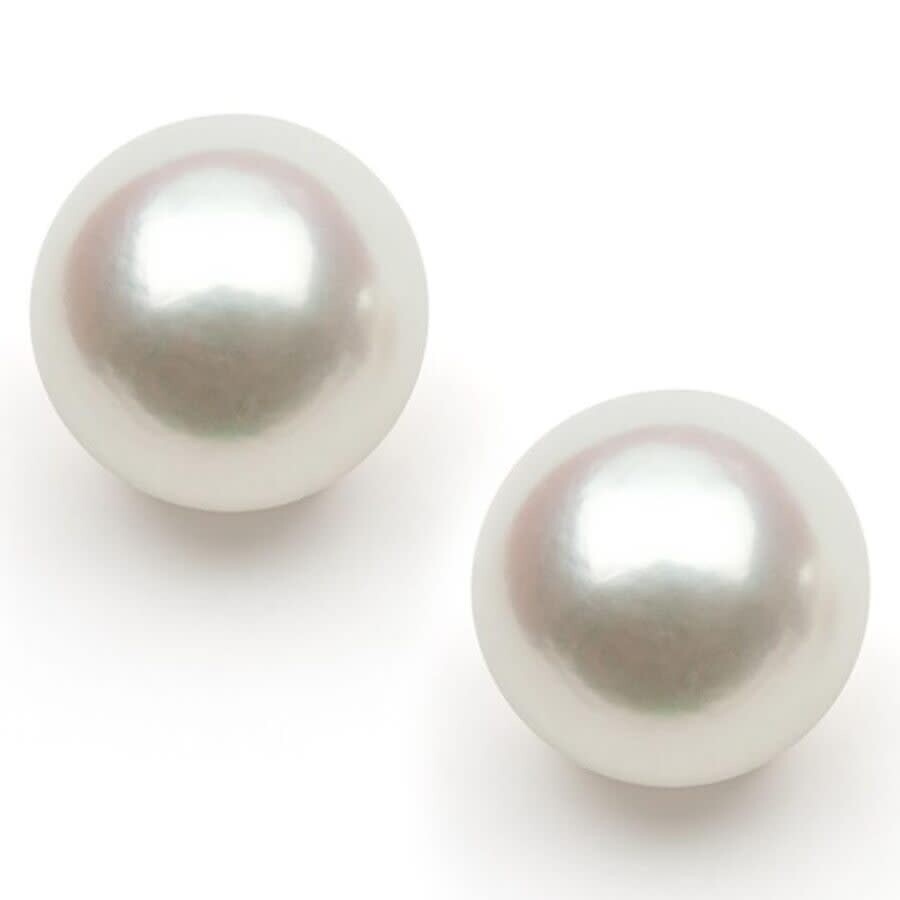 Belacqua 10-11mm White Cultured Freshwater Pearl Stud Earrings in 14K Yellow Gold Jewelry for Women