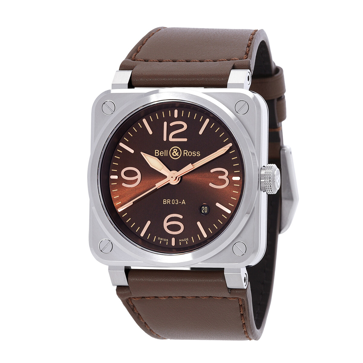 Bell and Ross BR 03 Golden Heritage Automatic Brown Dial Men's Watch BR03A-GH-ST/SCA