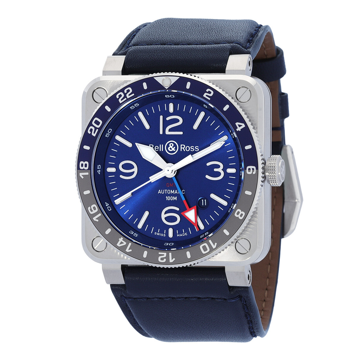 Bell and Ross BR 03-93 GMT Automatic Blue Dial Men's Watch BR0393-BLU-ST/SCA