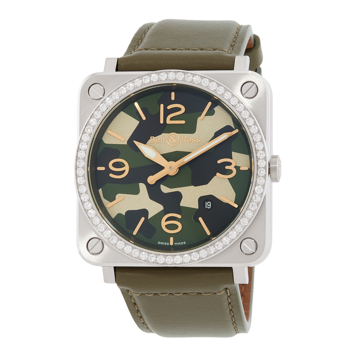 Bell and Ross BR S Quartz Diamond Men's Watch BRS-CK-ST-LGD/SCA