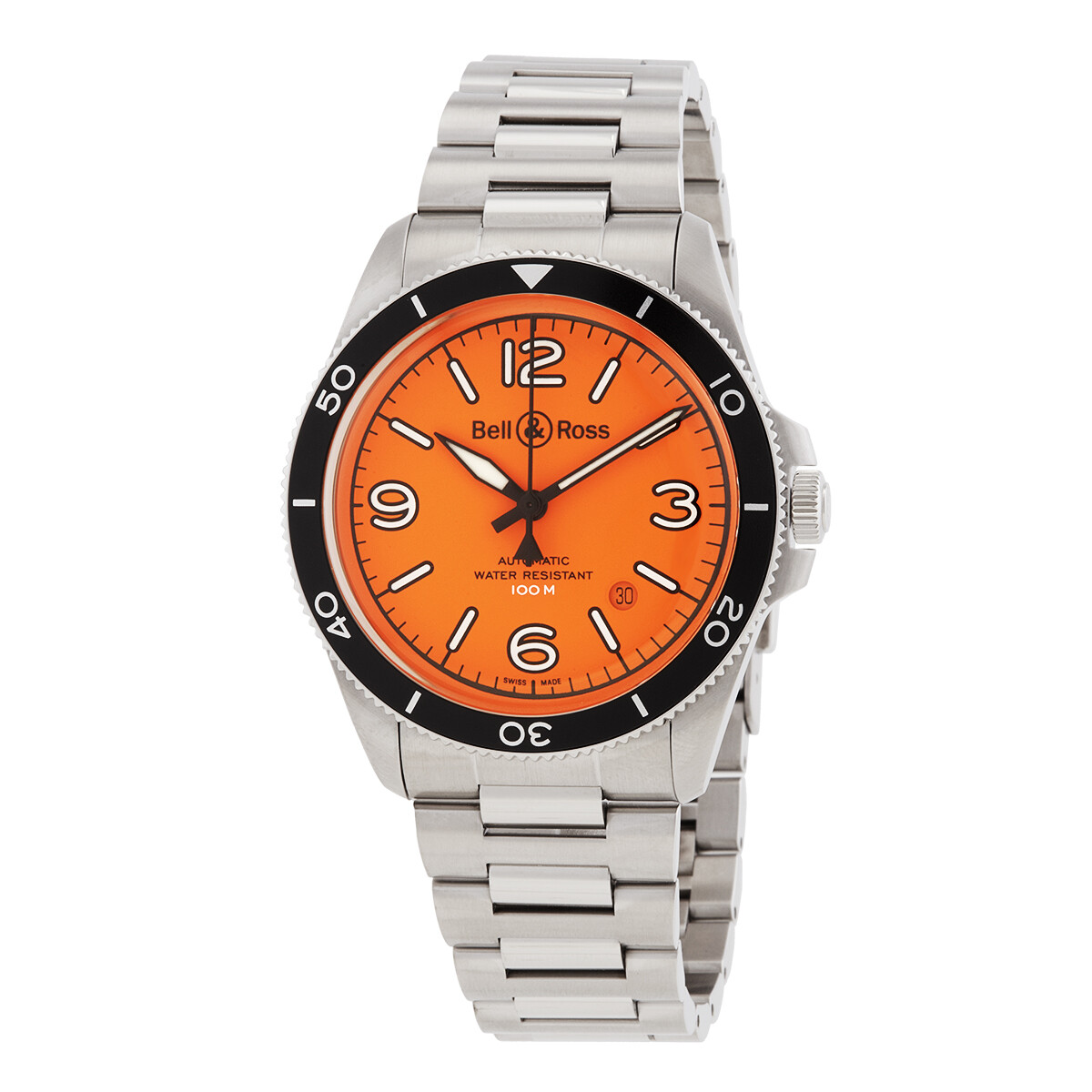 Bell and Ross BR V2-92 Orange Automatic Orange Dial Men's Watch BRV292OSTSST