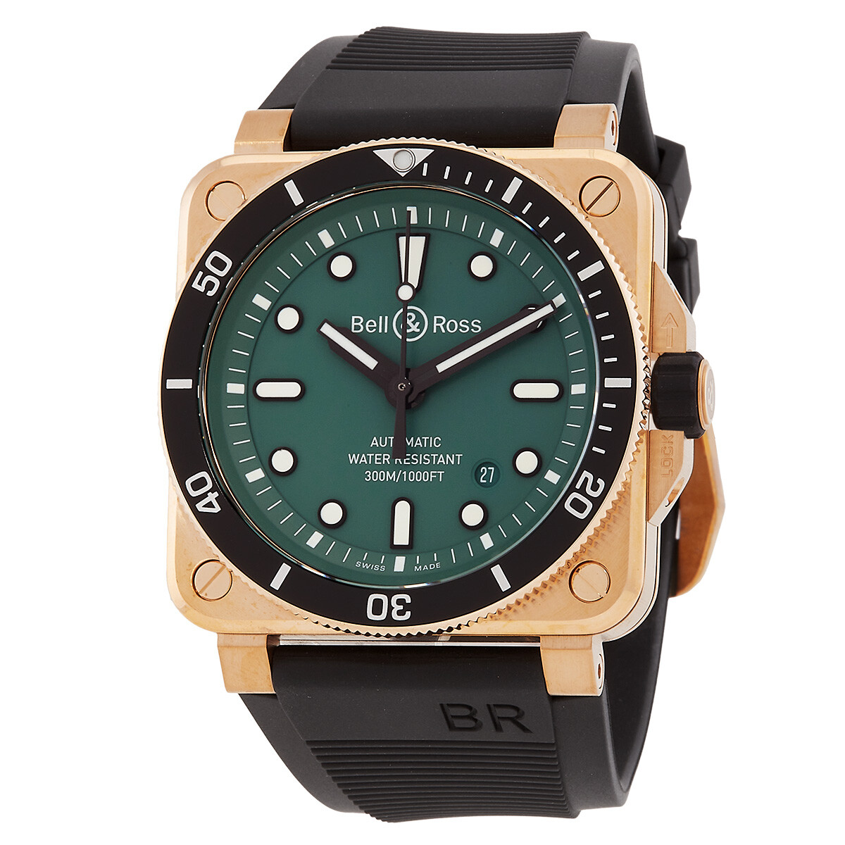 Bell and Ross Diver Automatic Green Dial Men's Watch BR0392-D-LT-BR/SRB