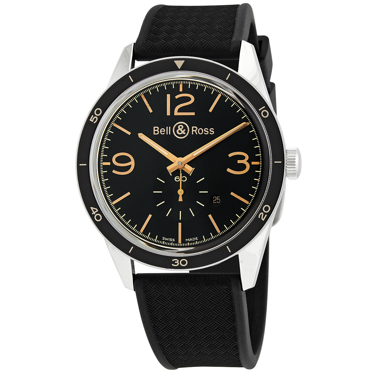 Bell and Ross Heritage Automatic Black Dial Men's Watch Rubber Band BRV123-GH-ST/SCA