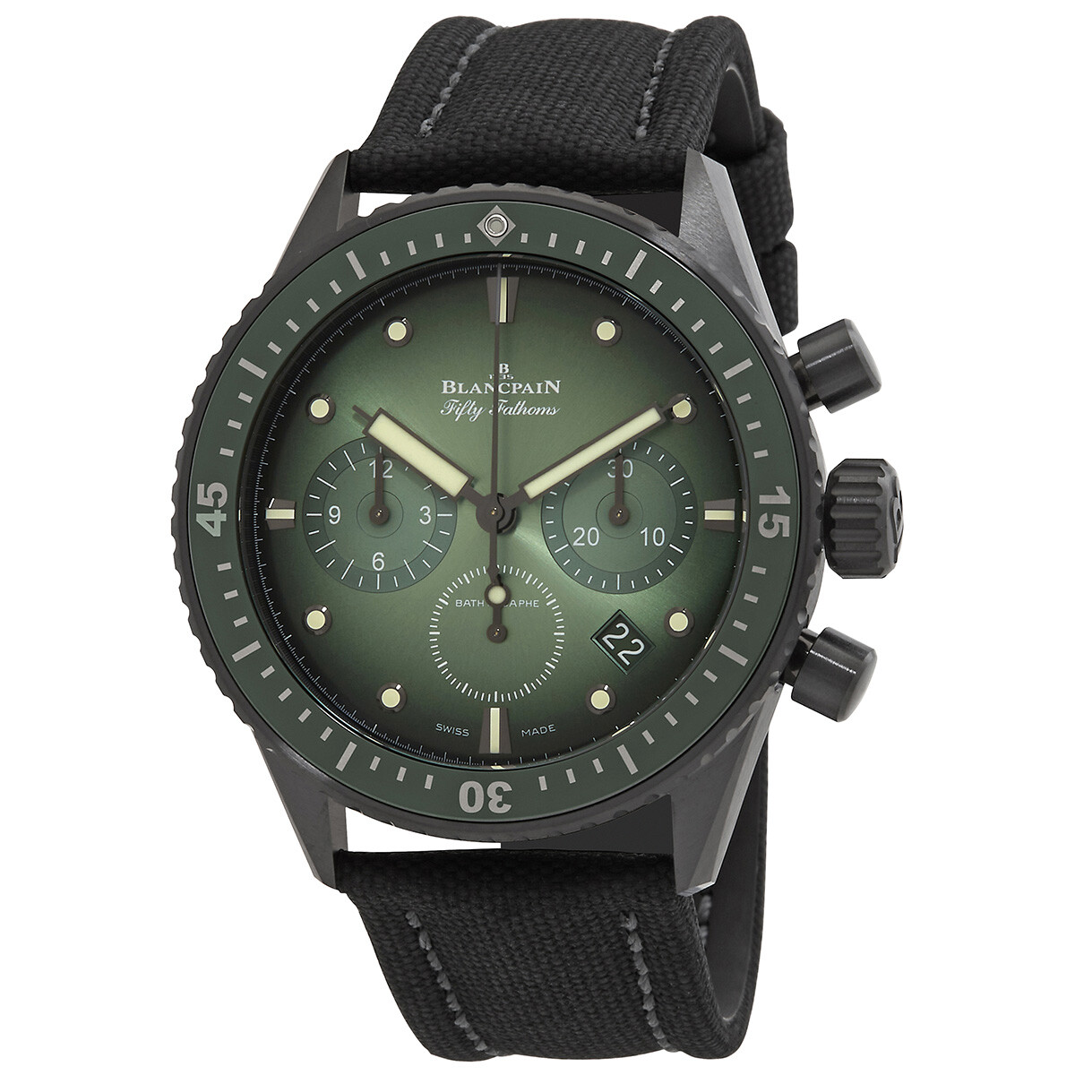 Blancpain Fifty Fathoms Chronograph Automatic Green Dial Men's Watch 5200 0153 B52A