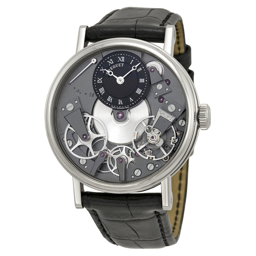 Breguet Tradition Black Skeleton Dial 18kt White Gold Black Leather Men's Watch 7027BBG99V6