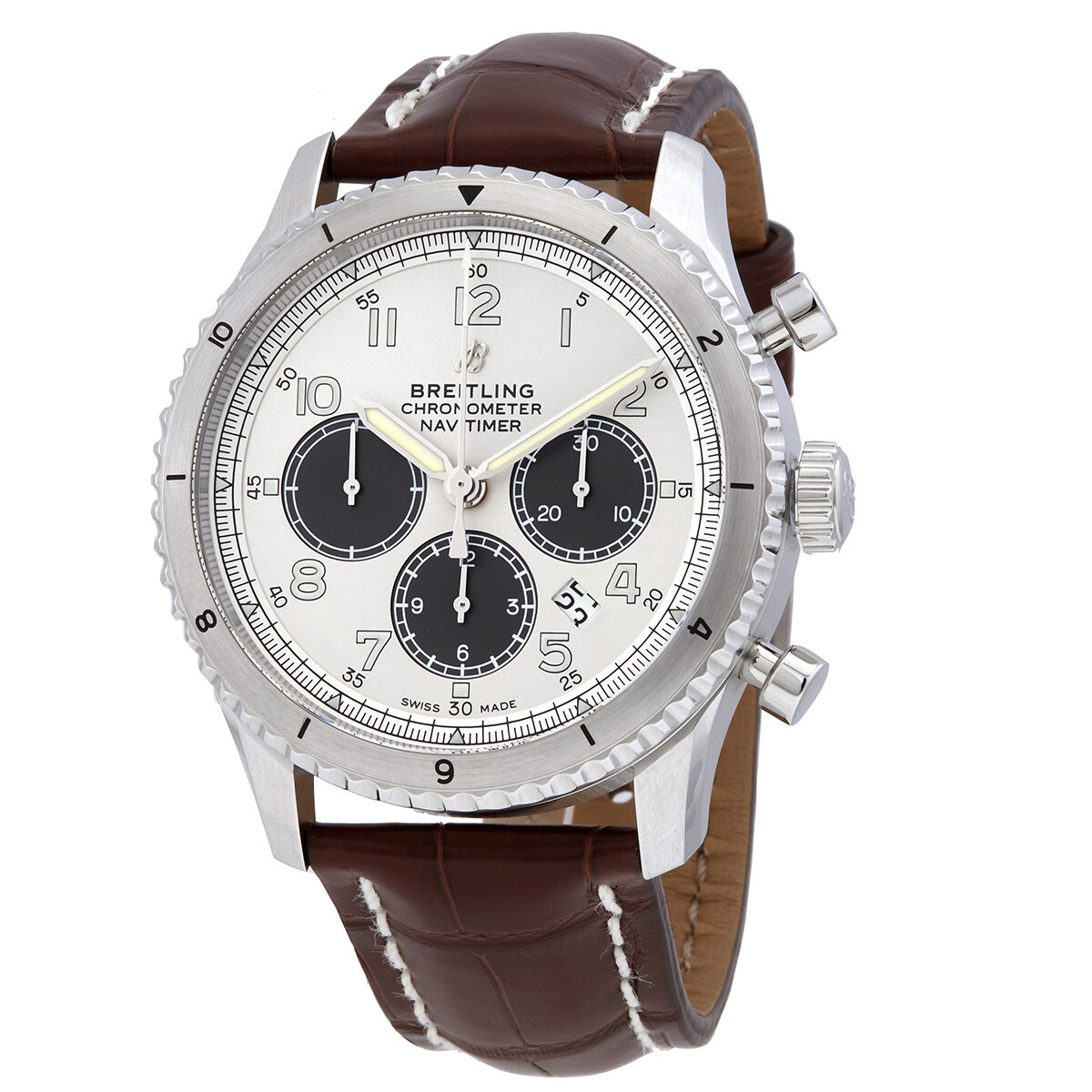 Breitling Navitimer 8 Chronograph Automatic Chronometer Silver Dial Men's Watch AB01171A1G1P1