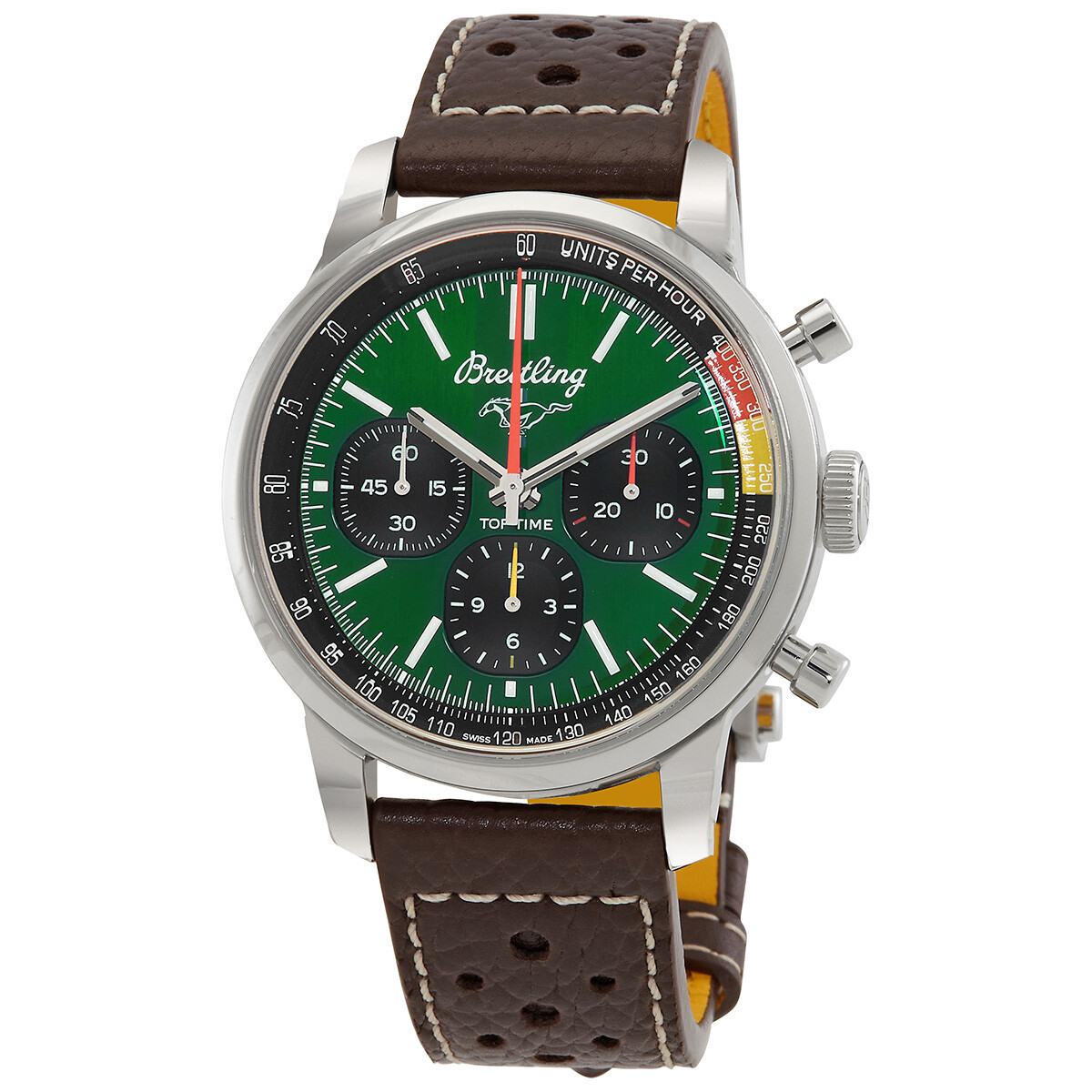 Breitling Top Time 41 B01 Ford Mustang Chronograph Automatic Green Dial Men's Watch AB01762A1L1X1