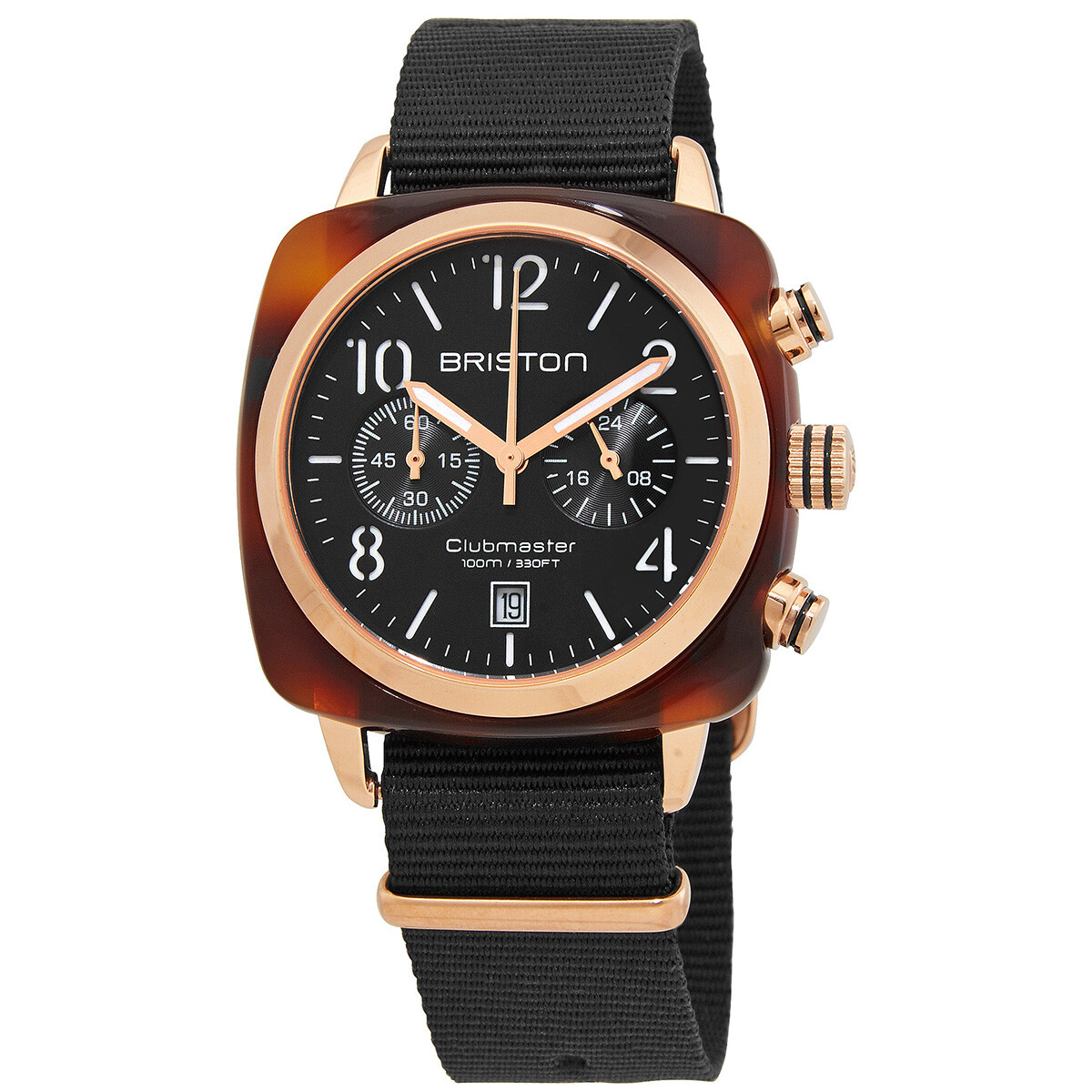 Briston Clubmaster Chronograph Quartz Black Dial Men's Watch 14140.PRA.T.1.NB
