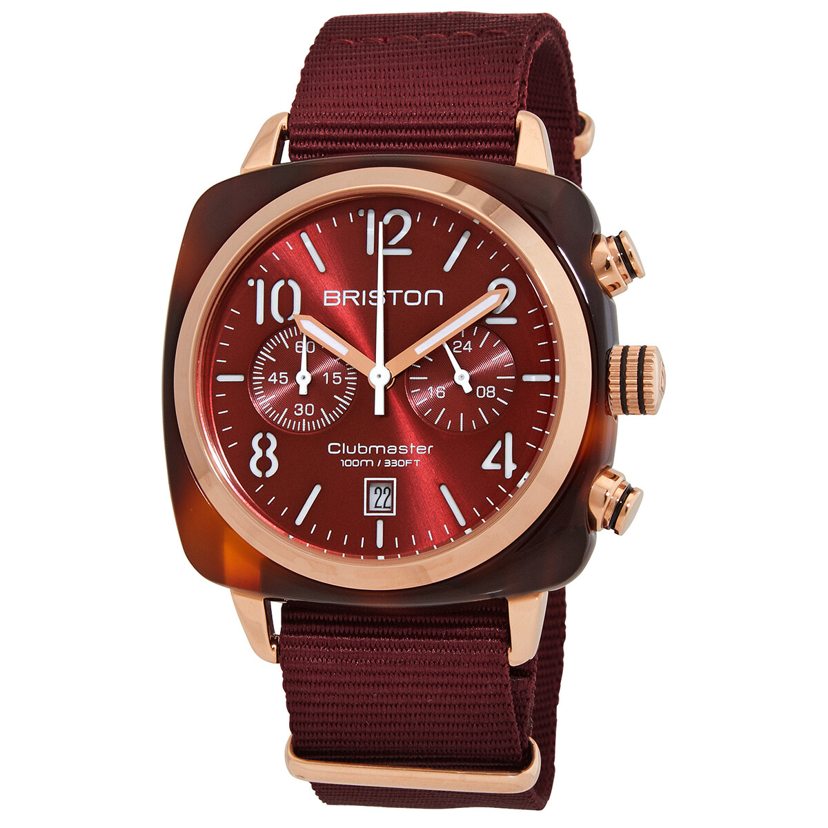 Briston Clubmaster Chronograph Quartz Red Dial Men's Watch 15140.PRA.T8.NBDX
