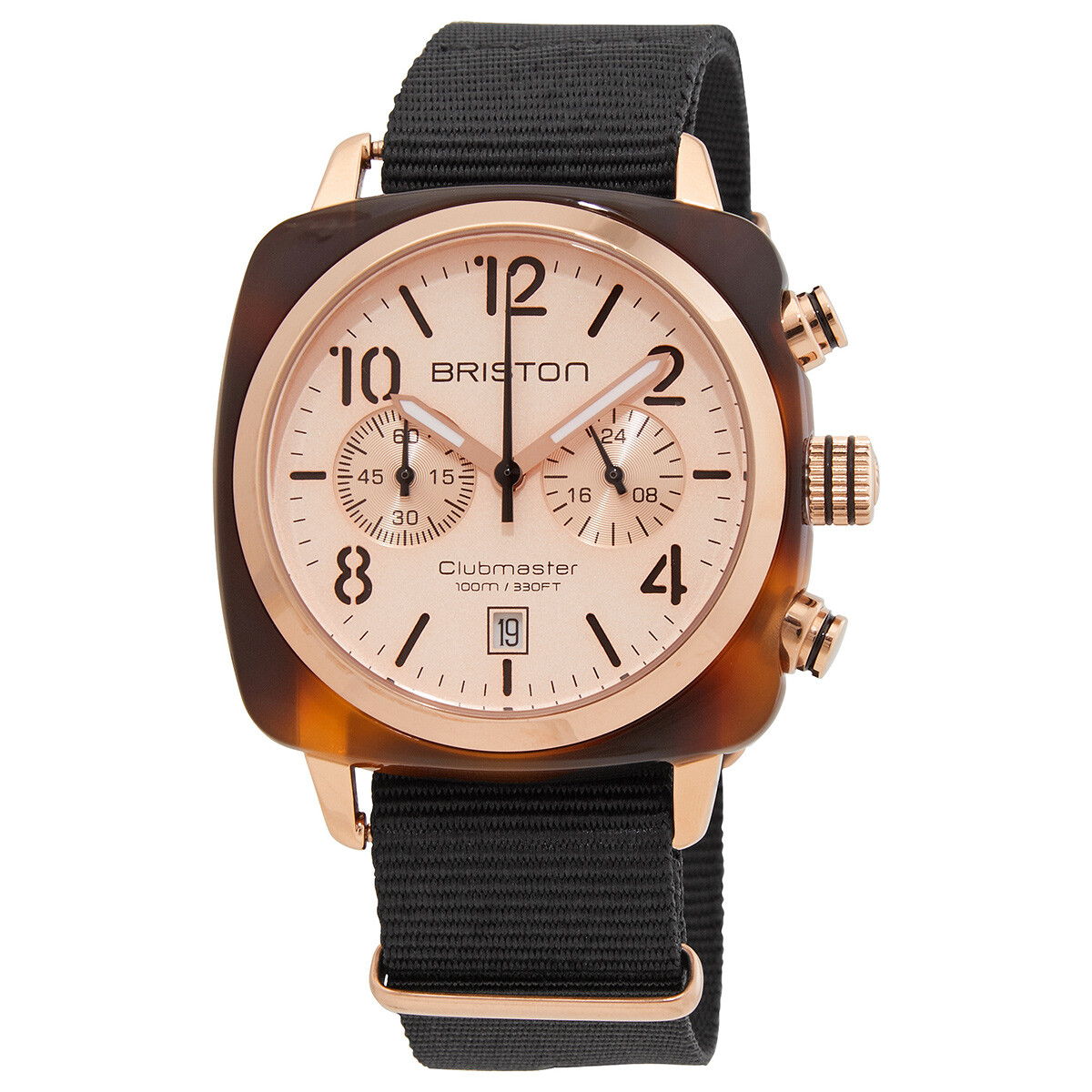 Briston Clubmaster Chronograph Quartz Rose Dial Men's Watch 14140.PRA.T.6.NB