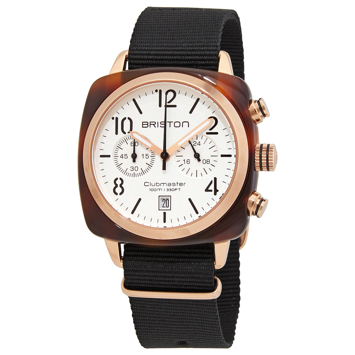 Briston Clubmaster Chronograph Quartz White Dial Men's Watch 17140.PRA.T.2.NB