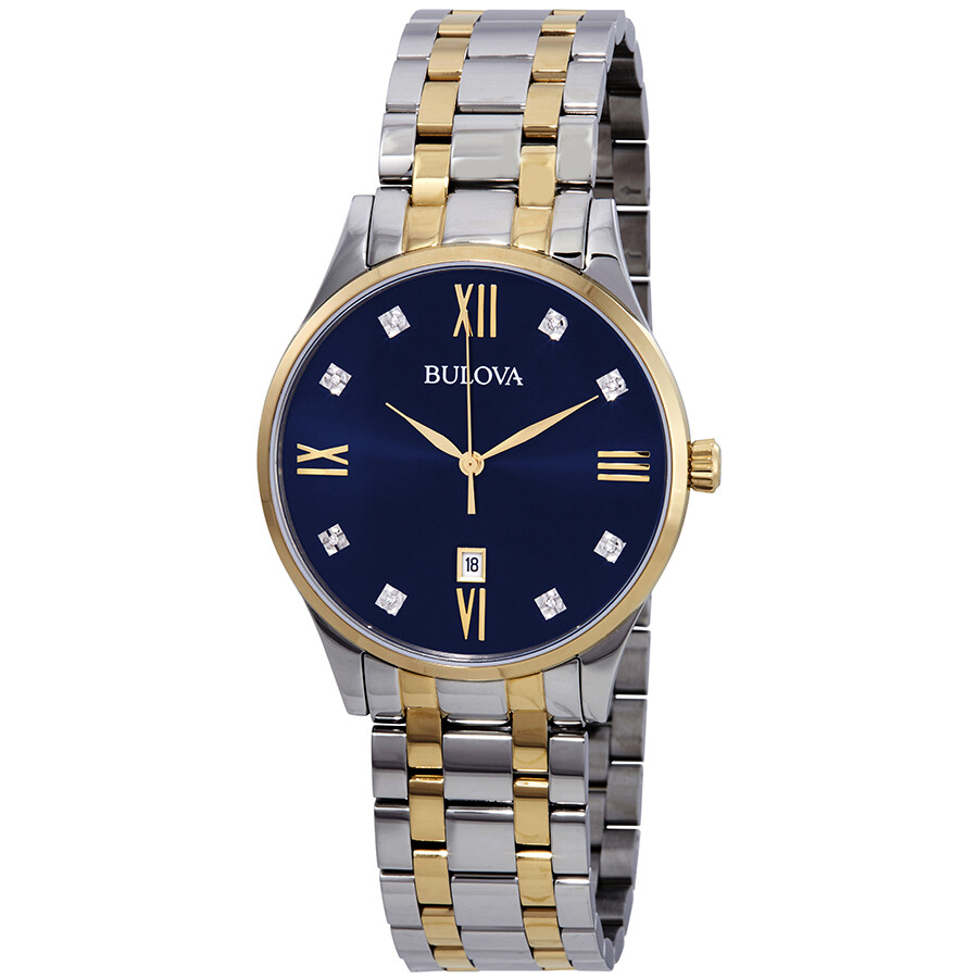 Bulova Classic Diamond Blue Dial Men's Watch 98D130