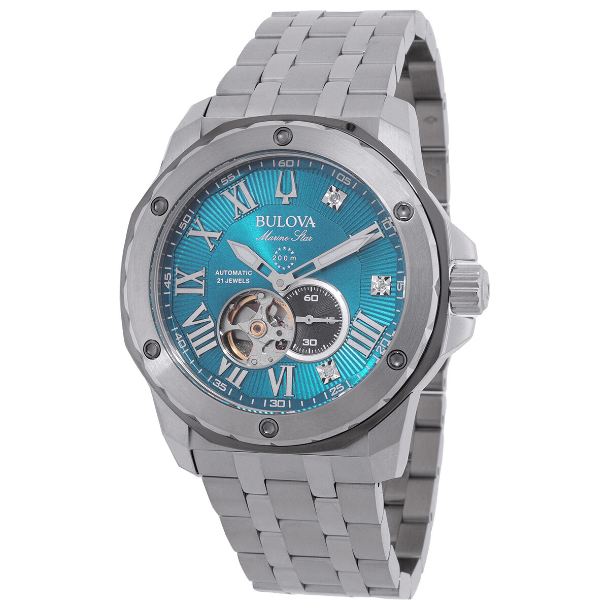 Bulova Marine Star Marc Anthony Automatic Diamond Blue Dial Men's Watch 98D184