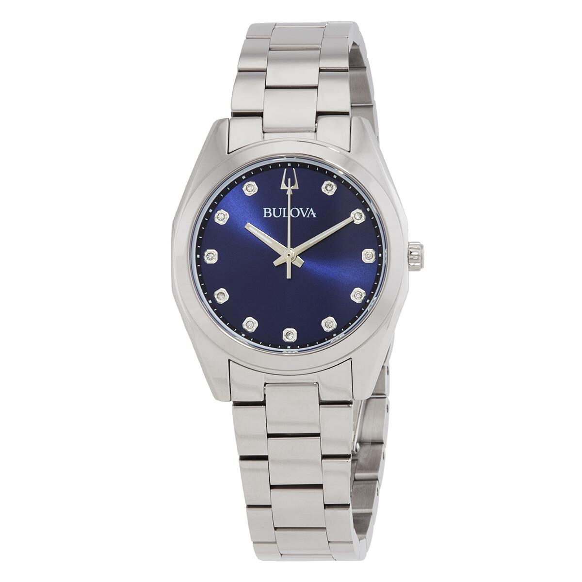 Bulova Surveyor Quartz Diamond Blue Dial Ladies Watch 96P229