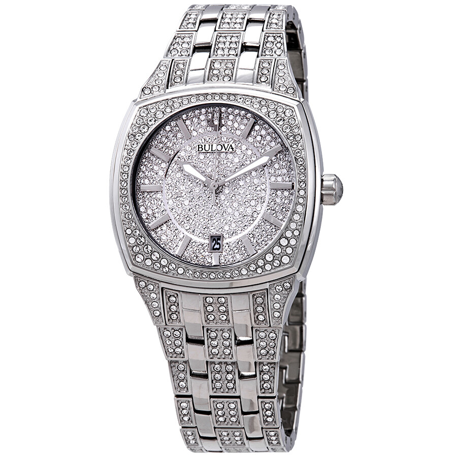 Bulova Swarovski Crystal Pave Men's Watch 96B296