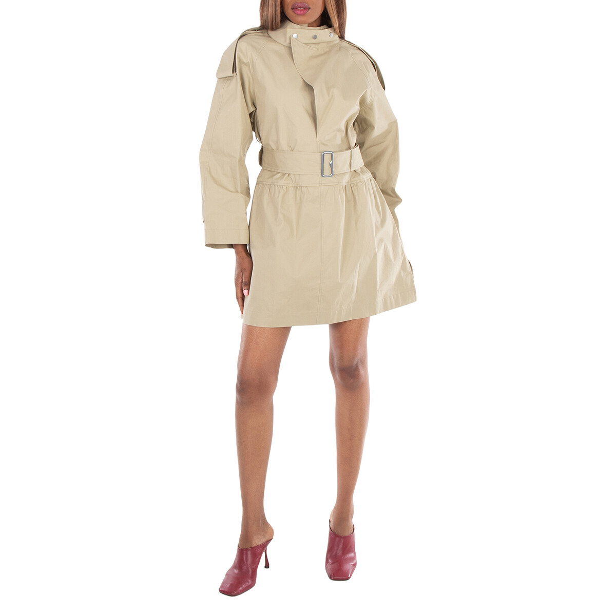 Belted Gabardine Short Dress