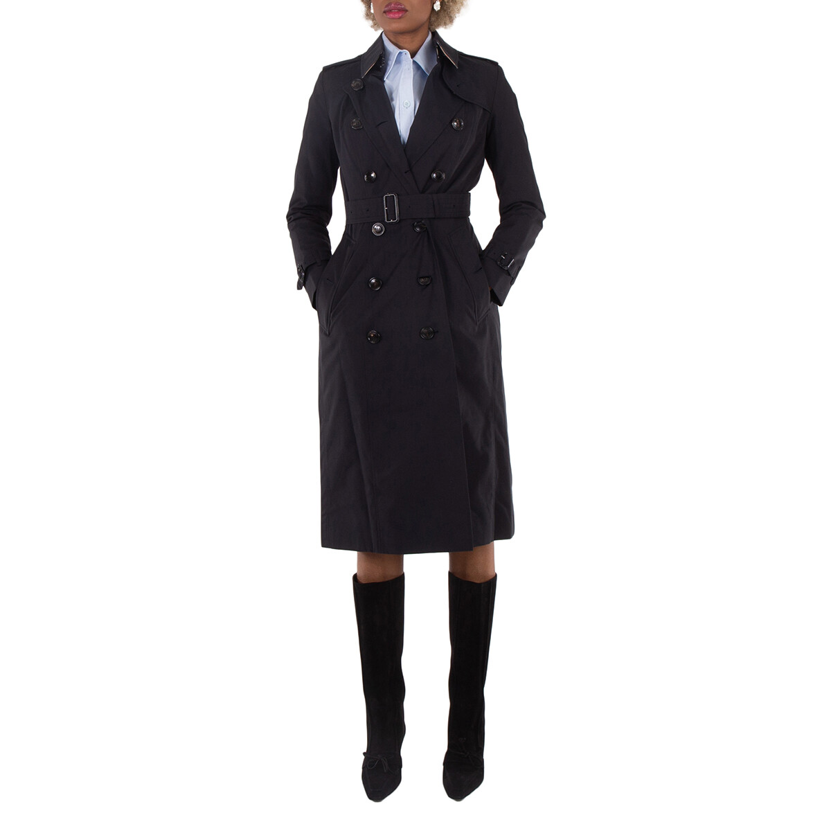 ジャケット・アウター Burberry Chelsea medium 46 Burberry Men's The Chelsea Mid-length Black Trench Coat