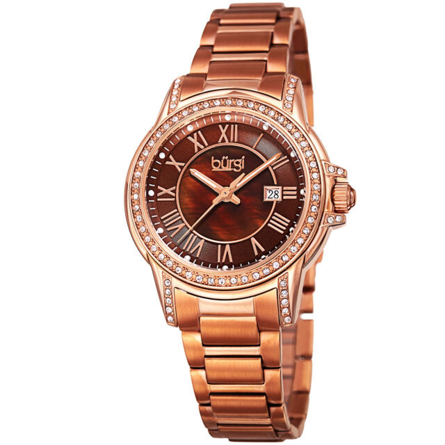 Burgi Brown Dial Rose Gold-tone Ladies Watch BUR168RGBR