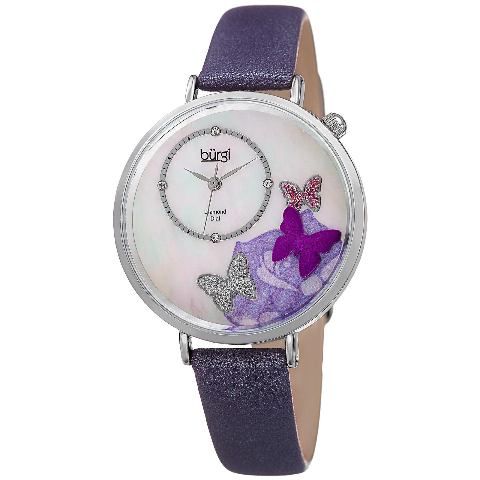 Burgi Mother of Pearl Butterfly Dial Ladies Watch BUR158PU