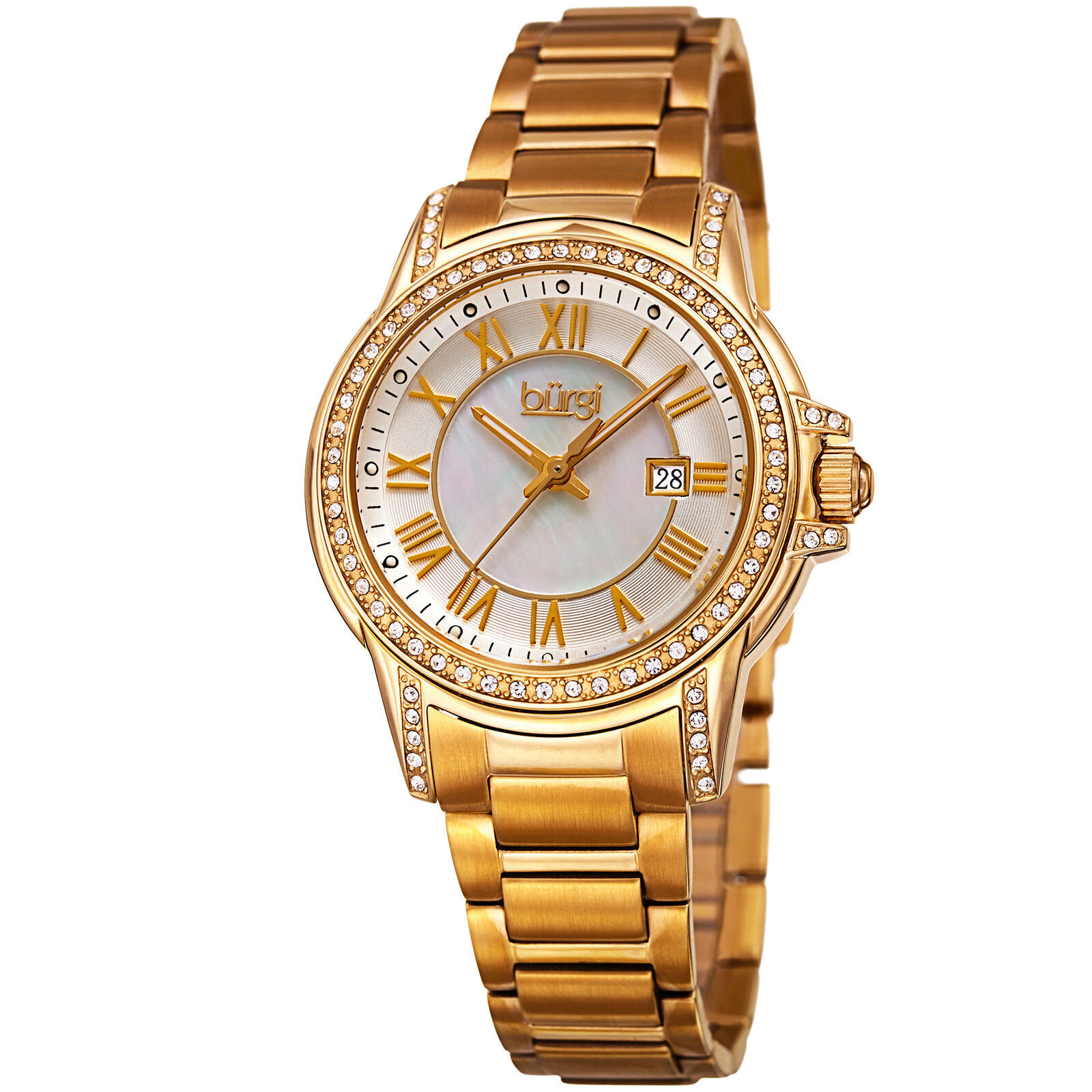Burgi Mother of Pearl Dial Gold-tone Ladies Watch BUR168YG