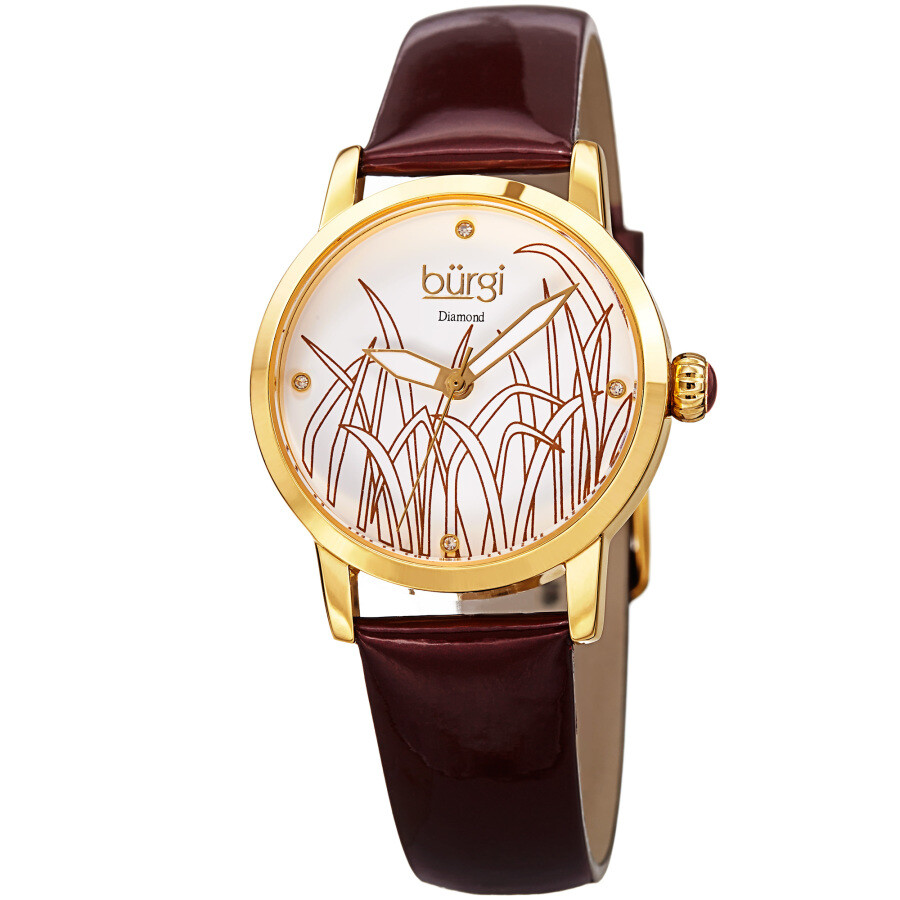 Burgi Pattern Quartz Diamond White Dial Ladies Watch BUR173BUR